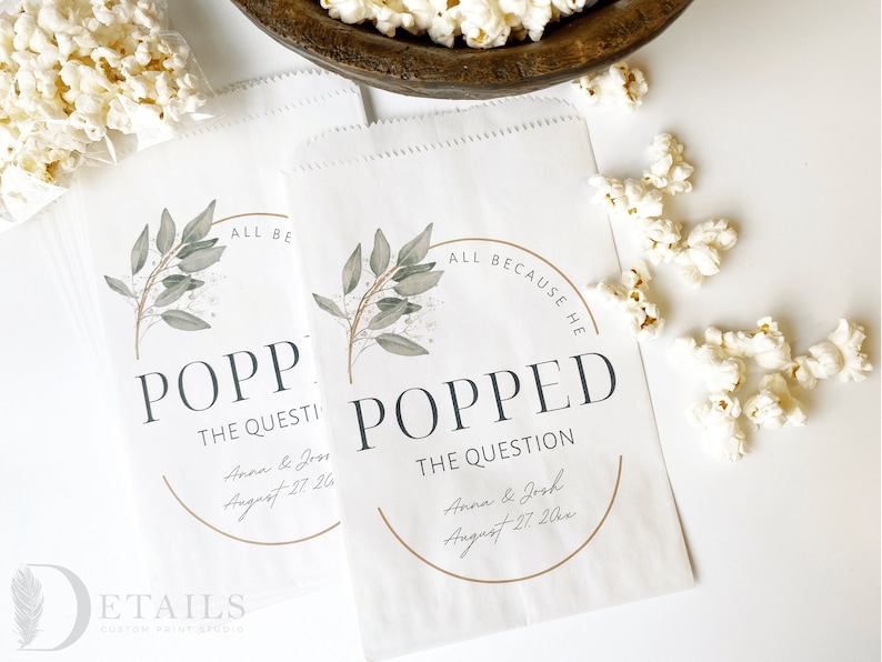 Popcorn Favor Bags He Popped the Question Popcorn Bags Etsy