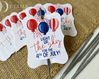 4th of July Sparkler Tags, Independence Day Sparkler Sleeves, Unique Sparkler Tags, Americana Sparkler Tags, Set of 24 *Tags Only*