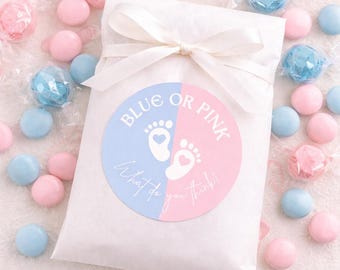 Baby Shower Favor Stickers – Blue or Pink Seals for Baby Boy or Girl