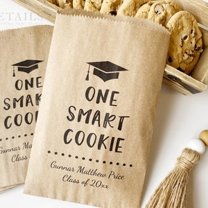 One Smart Cookie Bags, Graduation Party Favors, Cookie Buffet Bags, Cookie Bar Bags, Treat Bags, Personalized Graduation Favor Bags - 25pk