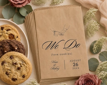 Personalized Wedding Cookie Bags, Guest Favor Treat Bags - 25 pk