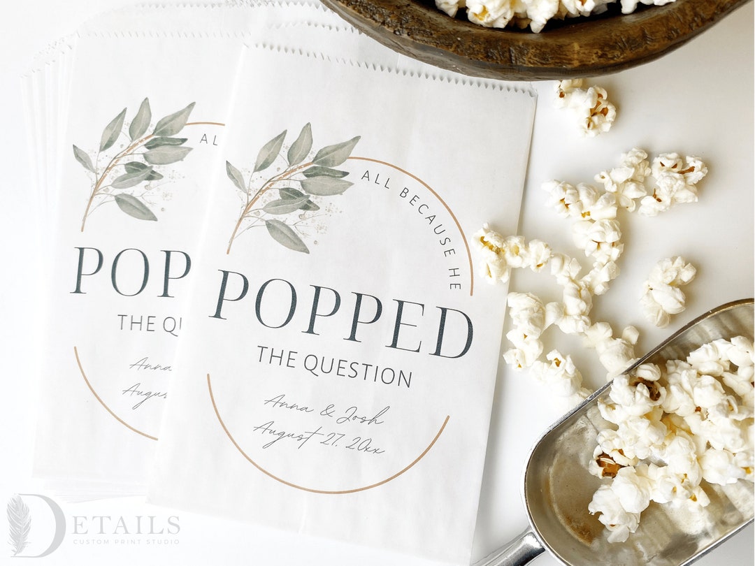 Popcorn Favor Bags He Popped the Question Popcorn Bags Etsy