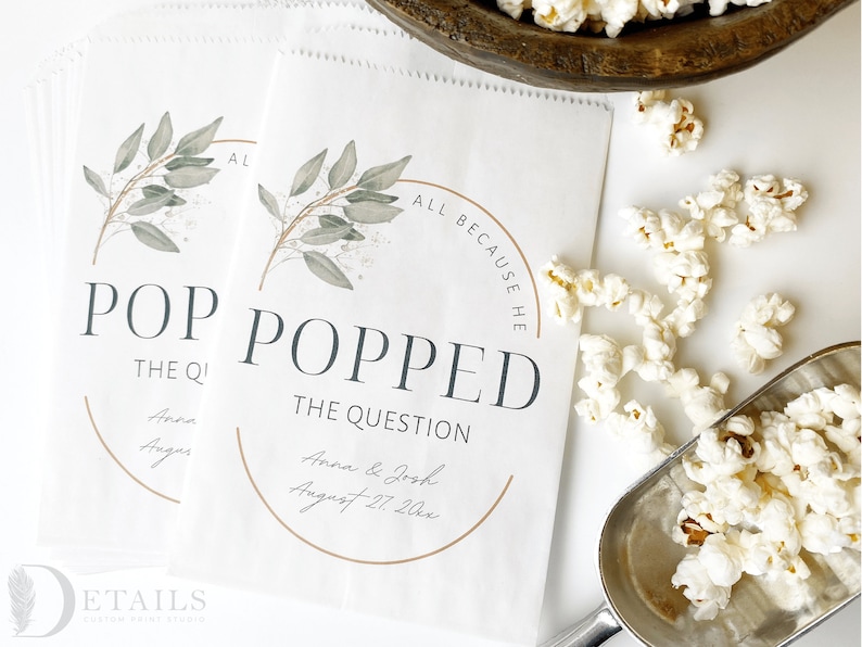 Popcorn Favor Bags He Popped the Question Popcorn Bags Etsy
