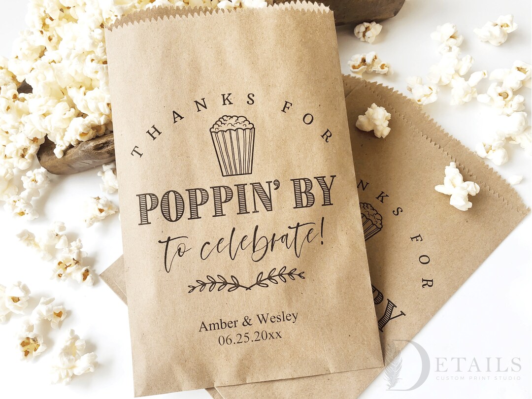 Personalized Popcorn Bags, Wedding Favor Bags, Popcorn Buffet Bags