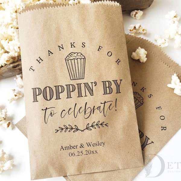 Personalized Popcorn Bags, Wedding Favor Bags, Popcorn Buffet Bags, Popcorn Favor Bags, Wedding Popcorn Bags, Popcorn Bar Buffet Bags-25pk