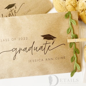 Graduation Cookie Bags, a personalized and unique idea for graduation parties for girls, sets of 25