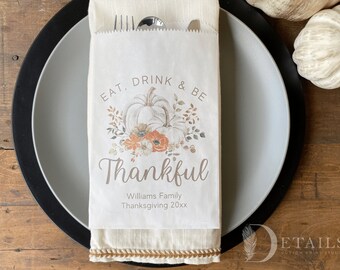 Sacs de faveur de Thanksgiving, Décor de table de Thanksgiving, Friendsgiving, Sacs d’ustensiles d’automne, Faveurs de fête festive, Sacs de friandises, Bar à desserts - 25 pk