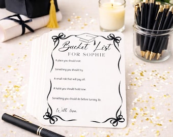Graduation Advice Cards for Girls- Bucket List Cards, Choose Your Color - Sets of 24