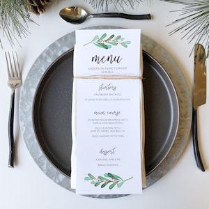 Printed Christmas Dinner Menu - Holiday Menu - Christmas Table Decor - Winter Wedding Menus - Printed for You, sets of 24