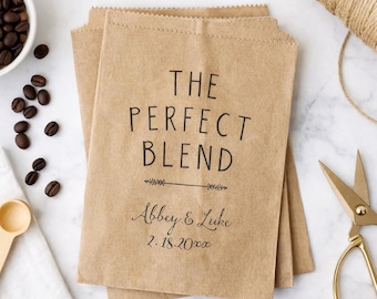 Personalized Coffee Favor Bags, Wedding, Bridal Shower, 25pk