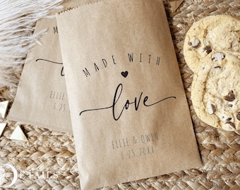 Personalized cookie bags, make great wedding favors for cookies made with love, sets of 25