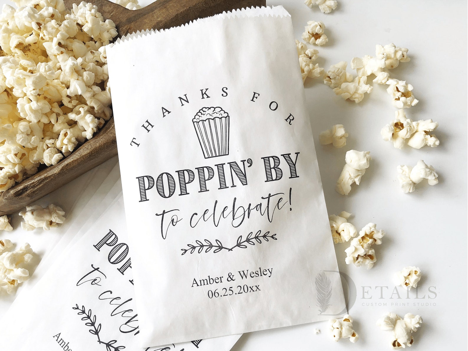 Personalized Popcorn Bags Wedding Favor Bags Popcorn Buffet Etsy
