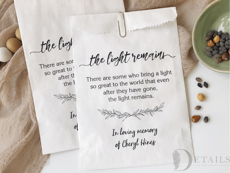 Memorial Gift Bags Funeral Favors Celebration of Life Etsy