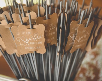 Wedding Sparkler Tag, Sparkler Sleeves, Custom Sparkler Tags, Unique Sparkler Tags, Sparkler Send Off, Set of 24 Tags Only