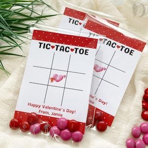 Personalisierte Klassenzimmer Valentines | Valentinstag für Schulkinder | Tic Tac Toe Valentinstag Karten | Valentinstag Partyzubehör - 24 pk