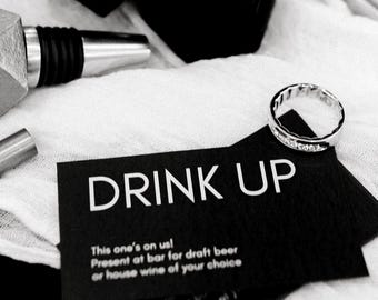 Modern borrelkaartje bruiloft, minimale drankbon bruiloft, drankkaartjes bruiloftsreceptie, kaartjes formele feestbar, kaartjes drankjes - 24 pk