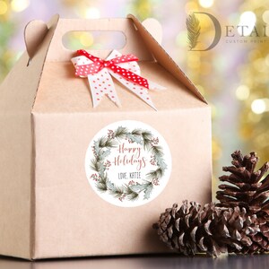 Personalized Christmas Gift Stickers, Christmas Gift Labels, Christmas Gift Seals, Happy Holidays Gift Tags, Round Gift Tags, set of 20