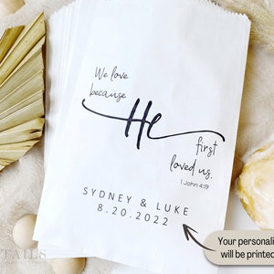 Christian Wedding Decor, Favor Bags, church bridal shower favor, Personalized Candy Bags, Reception Decor Ideas, 25pcs