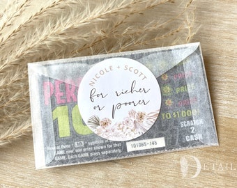 Pegatinas para billetes de lotería, regalos para bodas, regalos para raspar, regalos de boda, regalos de lotería (juegos de 20)