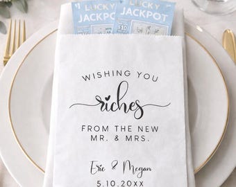 Personalized Lotto Ticket Favors | Lottery Ticket Wedding Favors | Lotto Ticket Favor Bags | Wedding Favors for Guests | Wishing you riches