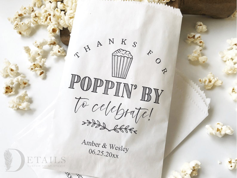 Personalized Popcorn Bags Wedding Favor Bags Popcorn Buffet Etsy
