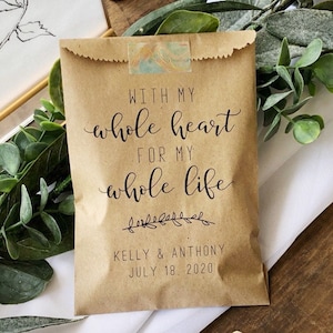 Made in USA Personalized Wedding Favor Bags, Candy Bags, Goodie Bags, Cookie Bags, Wedding Reception Favor Bags, Printed Treat Sacks, 25 pk
