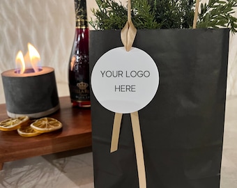 Juego de 24 etiquetas circulares personalizadas con su logotipo o diseño: etiquetas colgantes para su boutique, etiquetas personalizadas para bolsas de regalo, etiqueta circular de 8,25 cm (3,25 pulgadas).