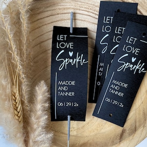 Premium sparkler tags - elevated wedding exit idea - long sparkler sleeves custom printed for you, sets of 24