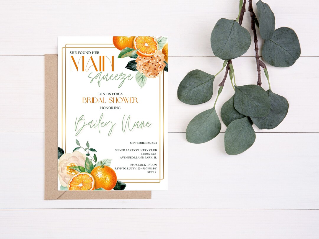 She Found Her Main Squeeze Editable Citrus Bridal Shower Earthy Tones ...
