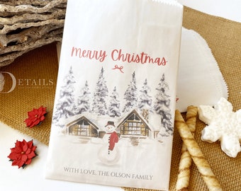 Sacs de scène joyeux Noël, faveurs de fête de Noël, sacs cadeaux de Noël, sacs à biscuits, sacs de friandises, sacs personnalisés de faveur d’hiver - 25 pk
