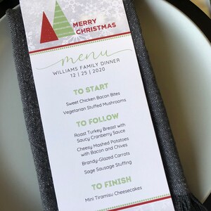 Christmas Dinner Menu Holiday Menu Christmas Table Decor Winter Wedding