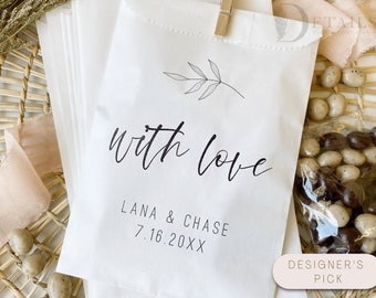 With Love candy bags, Personalized favor bags, Modern Wedding favor bags, Wedding favor bags for guests, Bridal Shower favors, cookie bags