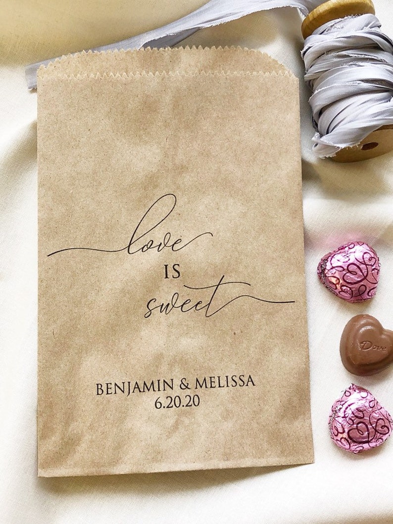 Candy Buffet Printed Paper Bags Wedding Favor Bags Cookie Bags Set of 25 Bridal Shower Favors