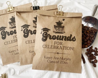 Graduation Coffee Favors, Graduation Party Favors Bags, Coffee Bean Favor Bags, Graduation Brunch, Coffee Bean Bags, Coffee Party Favors