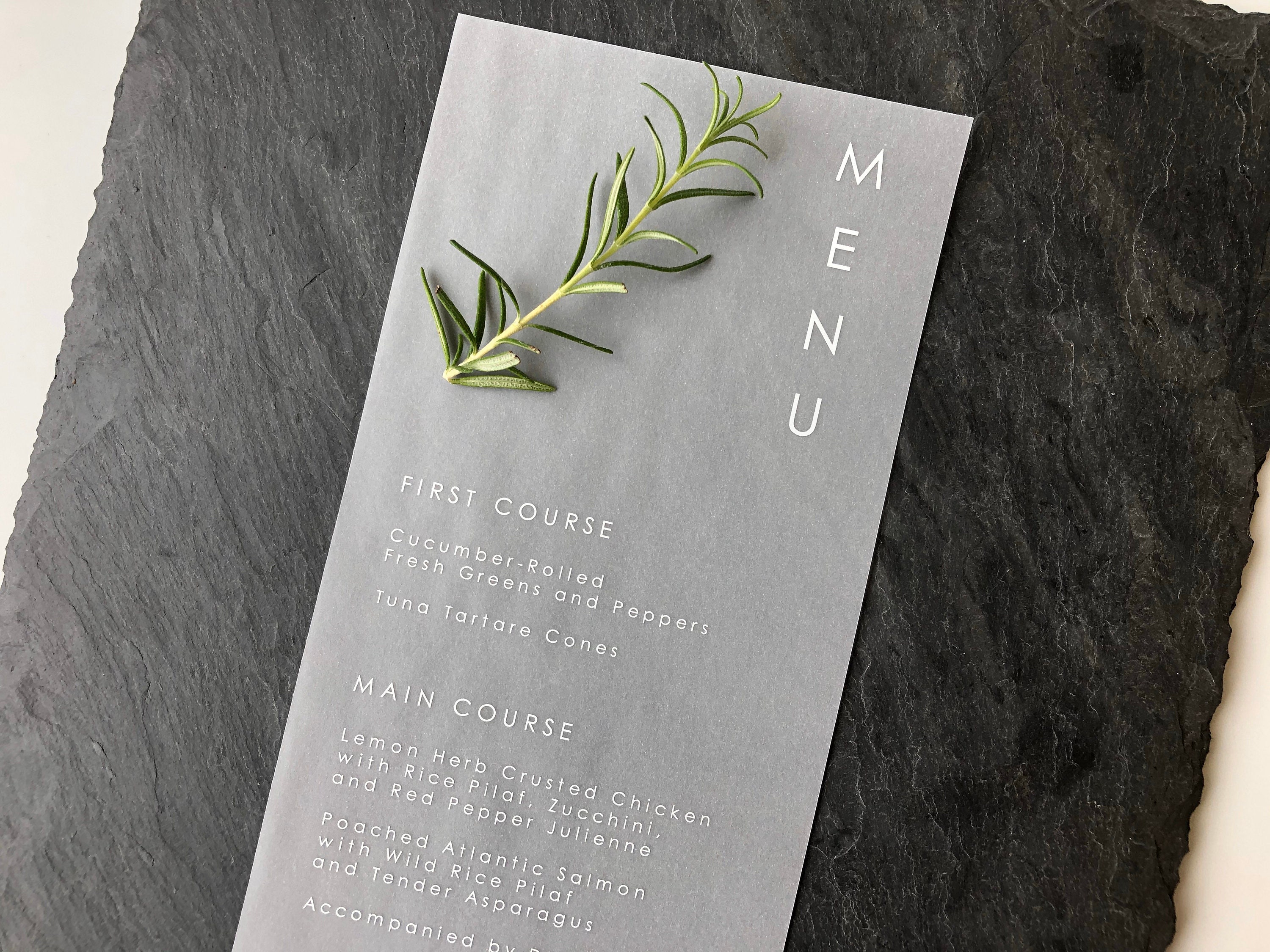Modern Minimalist Vellum Wedding Menus Vellum Menu card Etsy