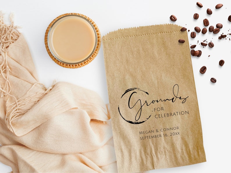 Coffee Favor Bags Wedding Favors Bridal Shower Coffee Favors Coffee Bean Espresso Favors Set of 25 printed paper bags image 2