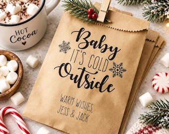 Personalized Hot Cocoa Favor Bags | Baby It’s Cold Outside | Winter Wedding Favors | Holiday Gifts