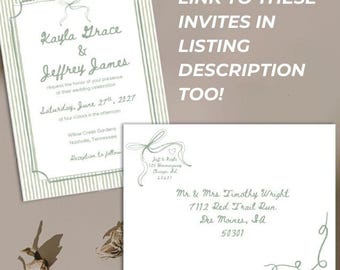Sage Green Wedding Invitation Envelope Addressing, Envelope Printing Service