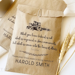 Farmer Memorial Gift Bags, Funeral Favor Bags, Great for Wildflowers or Seeds (not included), Celebration of Life, Condolence, Sympathy Gift