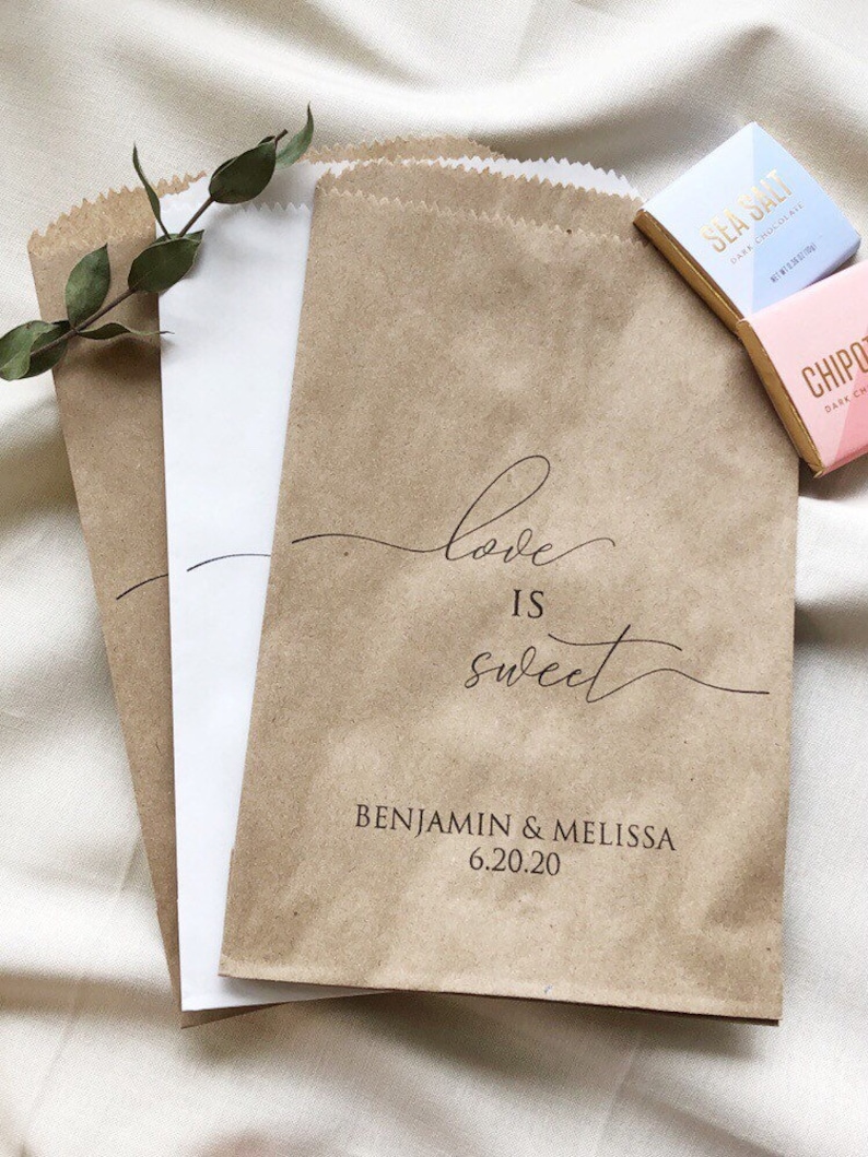 Candy Buffet Printed Paper Bags Wedding Favor Bags Cookie Bags Set of 25 Bridal Shower Favors