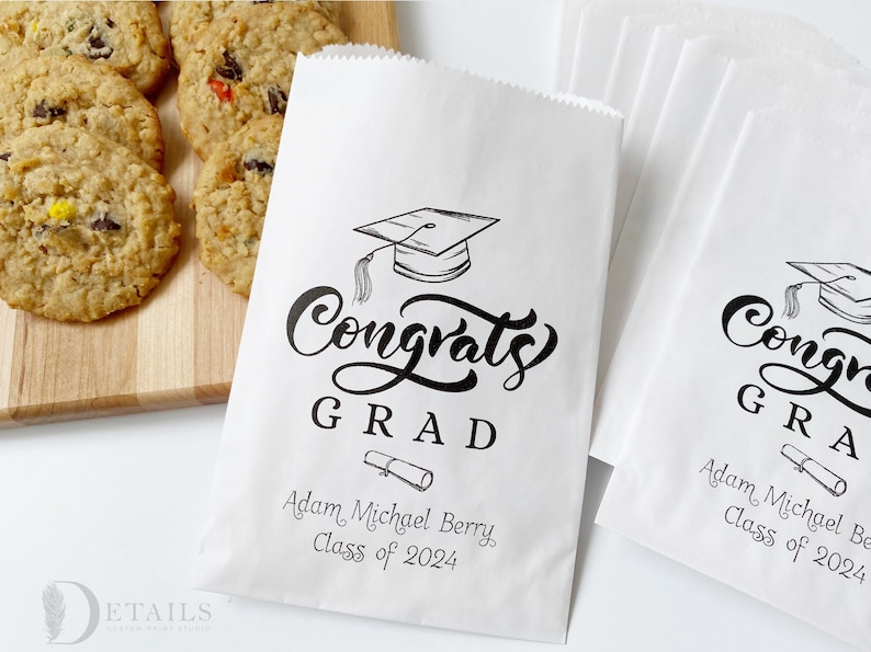 Graduation Cookie Bags, Graduation Party Favors, Cookie Buffet Bag, Cookie Bar Bag, Treat Bag, Personalized Graduation Favors, Class Of 2024 image 3