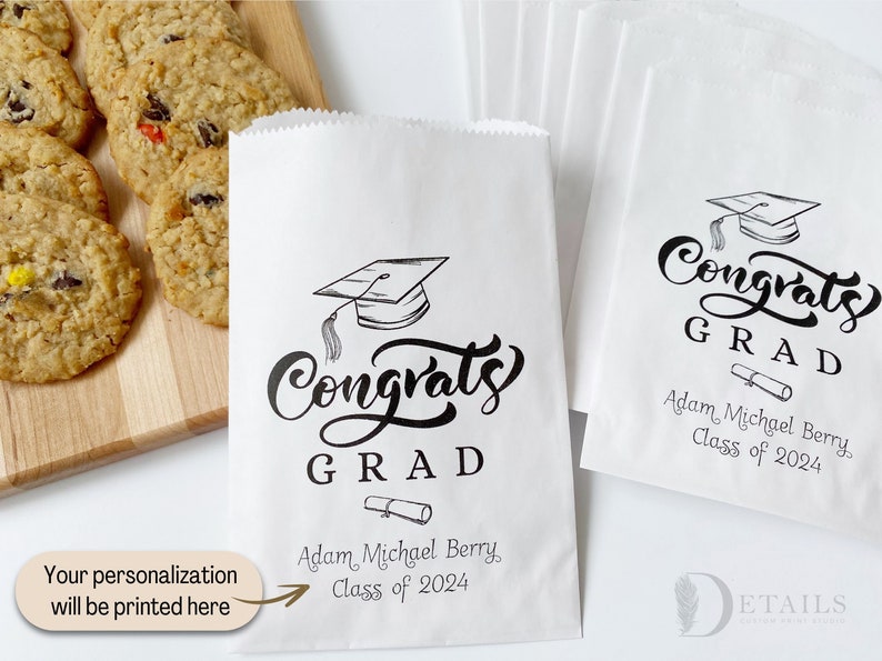 Graduation Cookie Bags, Graduation Party Favors, Cookie Buffet Bag, Cookie Bar Bag, Treat Bag, Personalized Graduation Favors, Class Of 2024 image 7