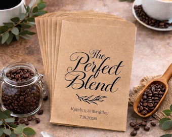 Personalized Coffee Favor Bags for Wedding or Bridal Shower, 25pk