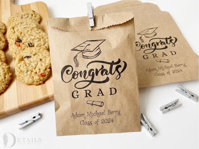 Graduation Cookie Bags, Graduation Party Favors, Cookie Buffet Bag, Cookie Bar Bag, Treat Bag, Personalized Graduation Favors, Class Of 2024 image 1