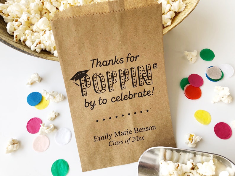 Popcorn Bags for Graduation Graduation Favor Bags Personalized Popcorn Bags Graduation Popcorn Bags Popcorn Bar Bags Cookie Bags image 9