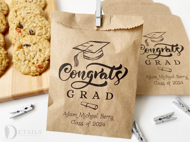 Graduation Cookie Bags, Graduation Party Favors, Cookie Buffet Bag, Cookie Bar Bag, Treat Bag, Personalized Graduation Favors, Class Of 2024 image 8