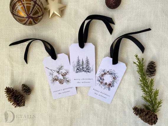 Personalized Christmas Gift Tags | Perfect for Christmas Gifts & Decoration | Custom Gift Tag | Xmas Gift Tag | Watercolor Paper | 3 designs