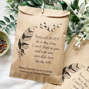 25 Personalized Funeral favor for Guests | Memorial Bird Seed Bags | Celebration of Life bag | Personalized Sympathy Gift | Memorial Service