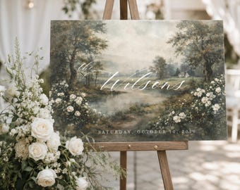 Wedding Sign Vintage Art Painting for event and home decor Personalized Printed Canvas