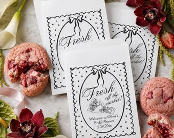 Fresh Off the Market Bridal Shower Treat Bags, Personalized Cookie Favors - 25 pk
